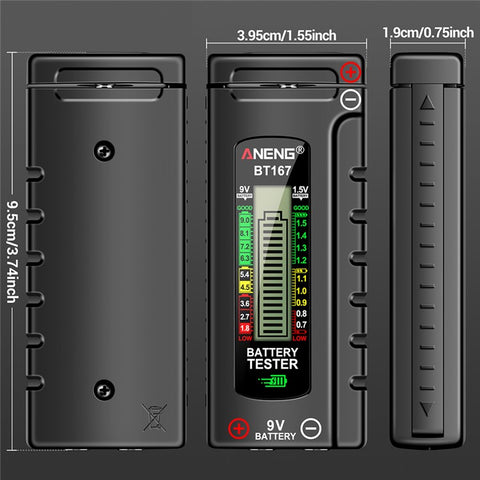 ANENG BT167 Battery Power Tester Analog Bar Display AA AAA Lithium Battery Capacity Tester