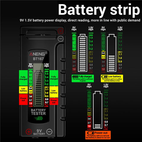 ANENG BT167 Battery Power Tester Analog Bar Display AA AAA Lithium Battery Capacity Tester