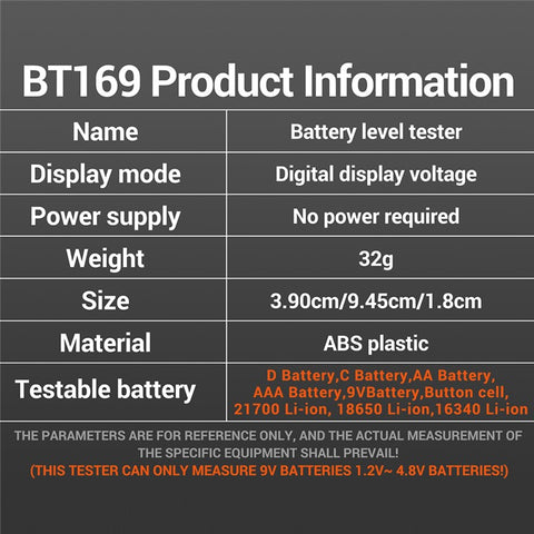 ANENG BT169 Battery Power Tester Digital Display AA AAA Lithium Battery Voltage Tester