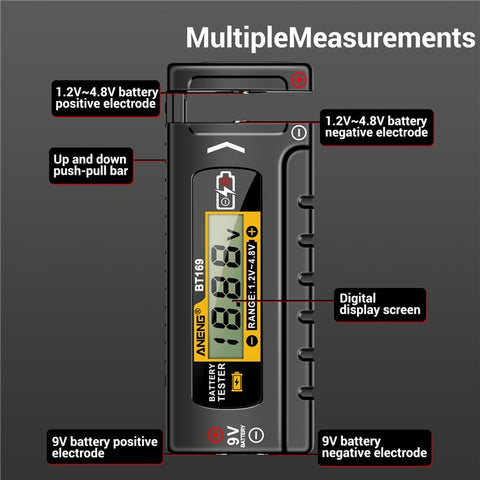 ANENG BT169 Battery Power Tester Digital Display AA AAA Lithium Battery Voltage Tester
