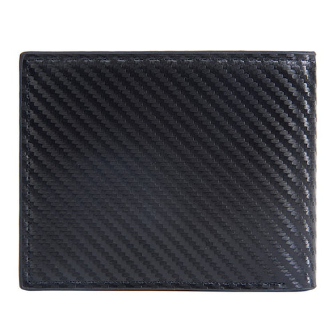 BAELLERRY D2396 Slim Bifold Wallet Zippered Card Holder Carbon Fiber Pattern Purse