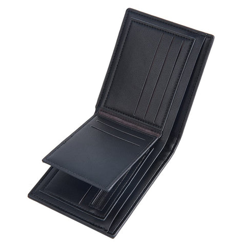 BAELLERRY D2396 Slim Bifold Wallet Zippered Card Holder Carbon Fiber Pattern Purse