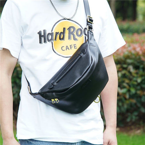 BAELLERRY N8854 Crossbody Bag Fanny Pack Vintage PU Leather Sling Chest Bag