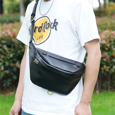 BAELLERRY N8854 Crossbody Bag Fanny Pack Vintage PU Leather Sling Chest Bag