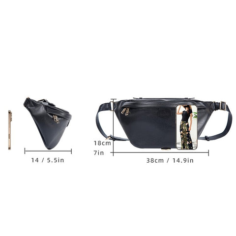 BAELLERRY N8854 Crossbody Bag Fanny Pack Vintage PU Leather Sling Chest Bag