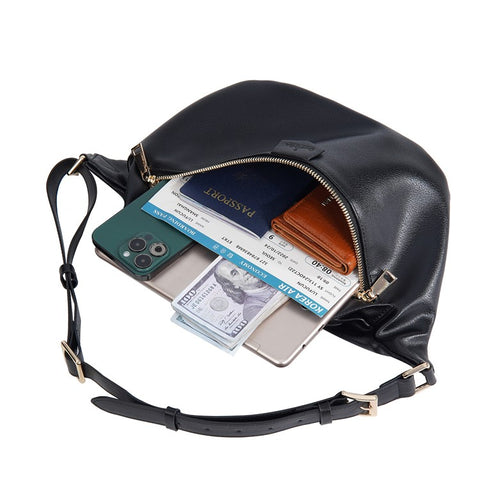 BAELLERRY N8854 Crossbody Bag Fanny Pack Vintage PU Leather Sling Chest Bag