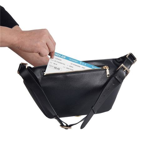 BAELLERRY N8854 Crossbody Bag Fanny Pack Vintage PU Leather Sling Chest Bag