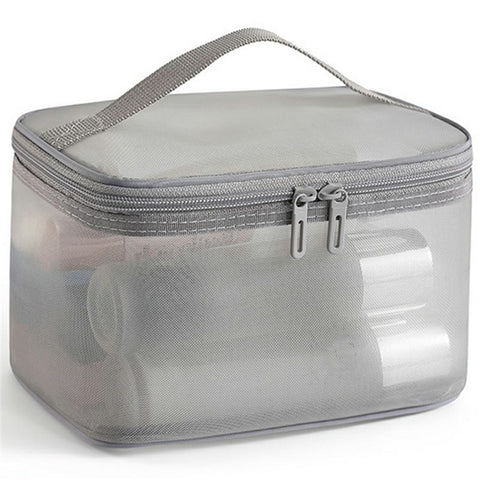 Single Layer Zipper Mesh Toiletry Bag Travel Portable Makeup Cosmetics Storage Organizer