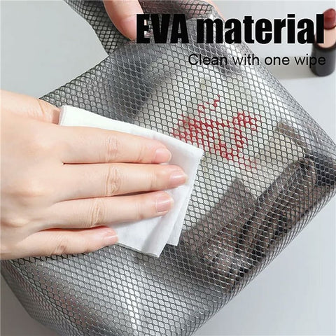 Portable Toiletry Bag with Quick Release Buckle Waterproof EVA Frosted Makeup Case Size L