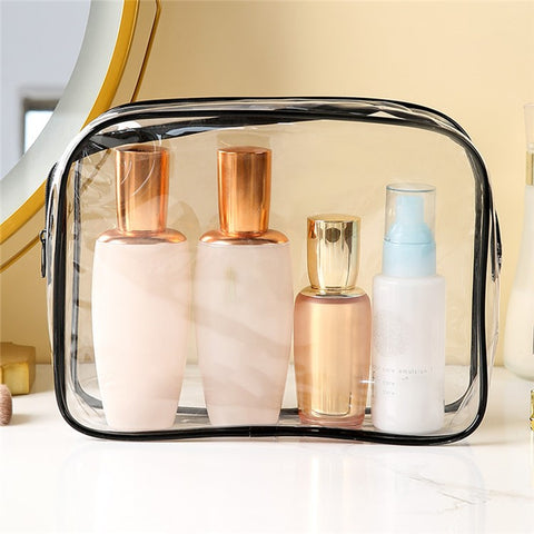 24x18x7cm Travel Toiletry Bag Waterproof PVC Cosmetics Organizer Zipper Storage Bag