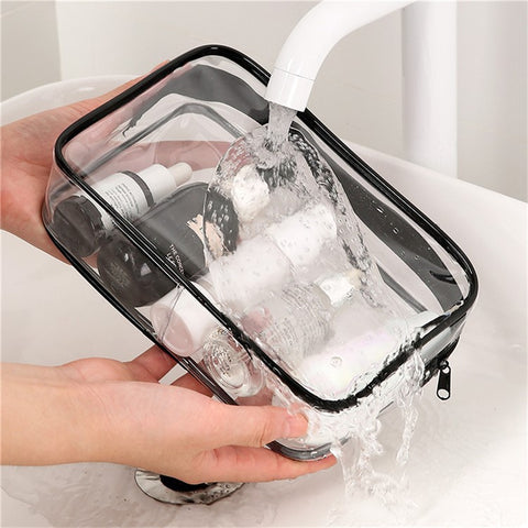24x18x7cm Travel Toiletry Bag Waterproof PVC Cosmetics Organizer Zipper Storage Bag