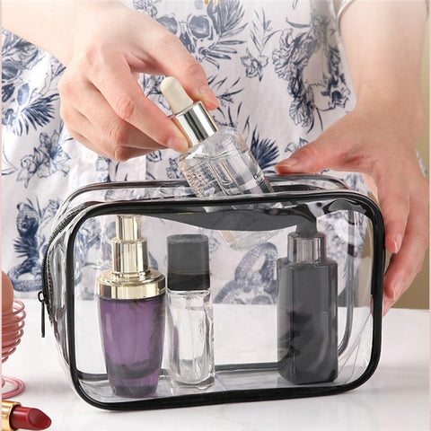 24x18x7cm Travel Toiletry Bag Waterproof PVC Cosmetics Organizer Zipper Storage Bag