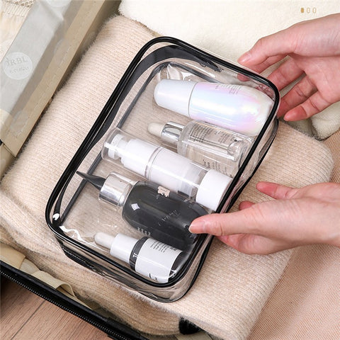24x18x7cm Travel Toiletry Bag Waterproof PVC Cosmetics Organizer Zipper Storage Bag