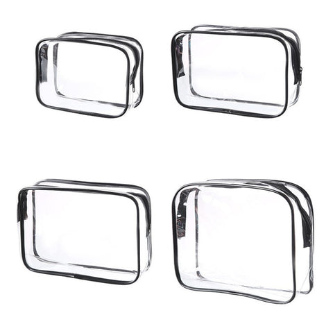 4Pcs Travel Makeup Organizer PVC Waterproof Cosmetic Toiletry Pouch Zipper Storage Bag