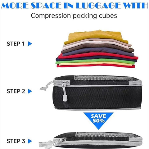 5Pcs / Set Luggage Organizer Bags Oxford Cloth Travel Packing Expandable Clothes Storage Bags
