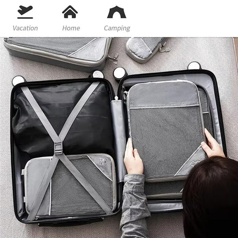 5Pcs / Set Luggage Organizer Bags Oxford Cloth Travel Packing Expandable Clothes Storage Bags