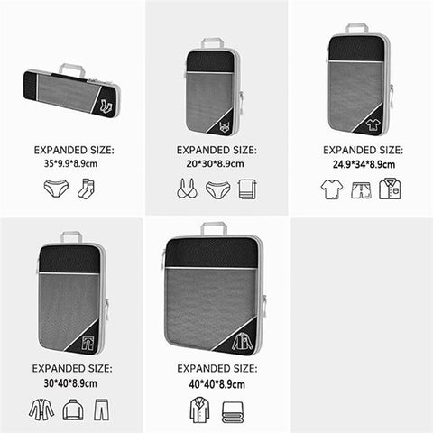 5Pcs / Set Luggage Organizer Bags Oxford Cloth Travel Packing Expandable Clothes Storage Bags