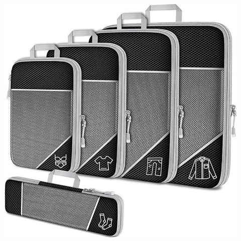 5Pcs / Set Luggage Organizer Bags Oxford Cloth Travel Packing Expandable Clothes Storage Bags