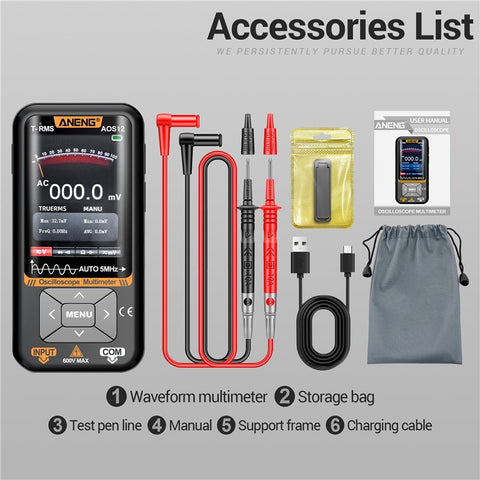 ANENG AOS12 2 In 1 Smart Color Screen Digital Oscilloscope Portable Handheld Multimeter