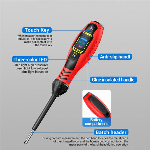 ANENG B18 High Torque Voltage Tester Pen Live / Neutral Wire Detection Continuity Test NCV Light Indication