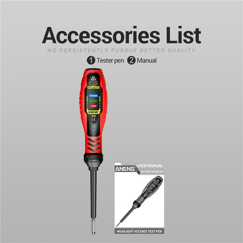 ANENG B18 High Torque Voltage Tester Pen Live / Neutral Wire Detection Continuity Test NCV Light Indication