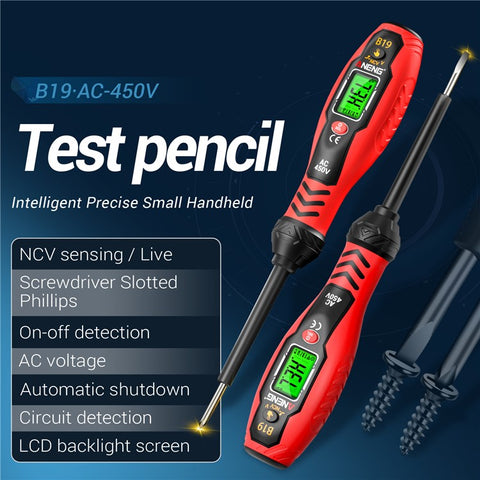 ANENG B19 Digital NCV Voltage Tester Auto Power Off High Torque Non-Contact  /  Contact AC Detector