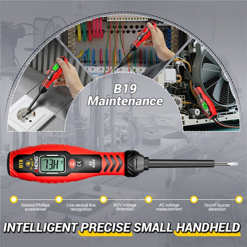 ANENG B19 Digital NCV Voltage Tester Auto Power Off High Torque Non-Contact  /  Contact AC Detector