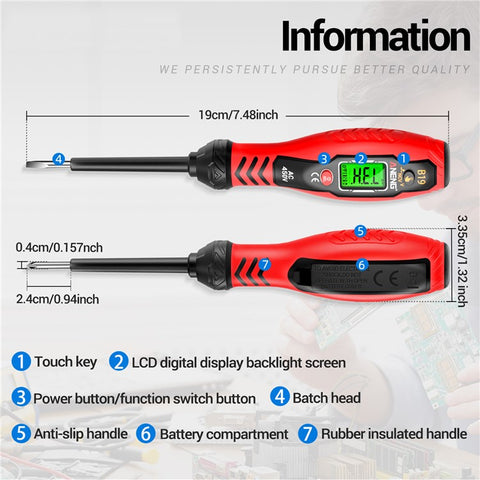 ANENG B19 Digital NCV Voltage Tester Auto Power Off High Torque Non-Contact  /  Contact AC Detector