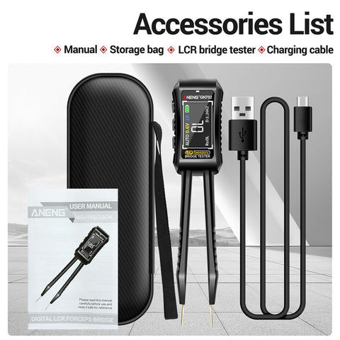 ANENG GN702 Digital Tweezers Bridge Multimeter LCR Clamp Meter Bridge Tester Inductance Measuring Tool