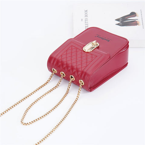 BAELLERRY N3239 PU Leather Cash Cards Phone Storage Bag Stylish Women Crossbody Bag with Locking Buckle and Chain Strap