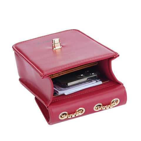 BAELLERRY N3239 PU Leather Cash Cards Phone Storage Bag Stylish Women Crossbody Bag with Locking Buckle and Chain Strap