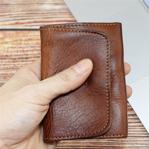 SG133 Genuine Leather Card Holder Pouch Compact Coin Storage Bag Wallet Cash Carrying Bag