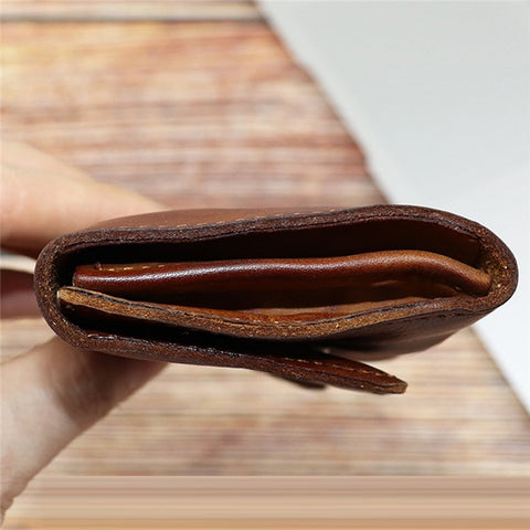 SG133 Genuine Leather Card Holder Pouch Compact Coin Storage Bag Wallet Cash Carrying Bag