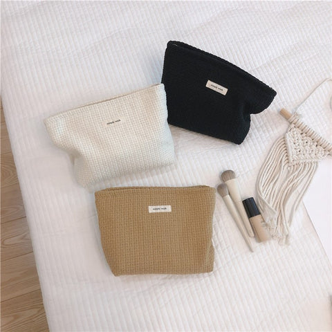 130 Knitted Style Makeup Handy Carrying Bag Large Capacity Toiletries Organizer Bag Cosmetic Storage Pouch for Travel