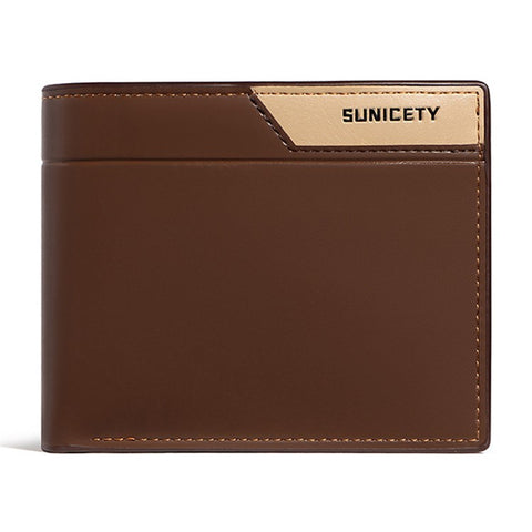 SUNICETY Men's Wallet RFID Blocking Card Storage Pouch Money Cash Coin Carrying Bag with Multiple Card Slots and Zipper Pocket