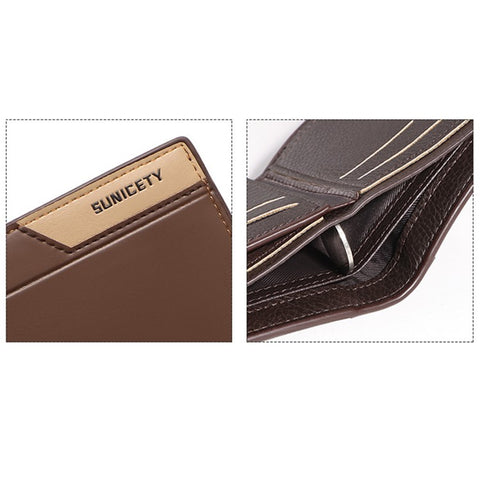 SUNICETY Men's Wallet RFID Blocking Card Storage Pouch Money Cash Coin Carrying Bag with Multiple Card Slots and Zipper Pocket