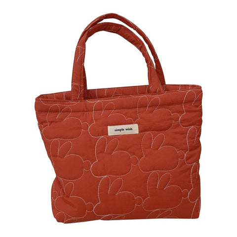 576 Rabbit Pattern Cotton Cloth Handbag Shopping Tote Bag Large Capacity Soft Travel Storage Hand Bag