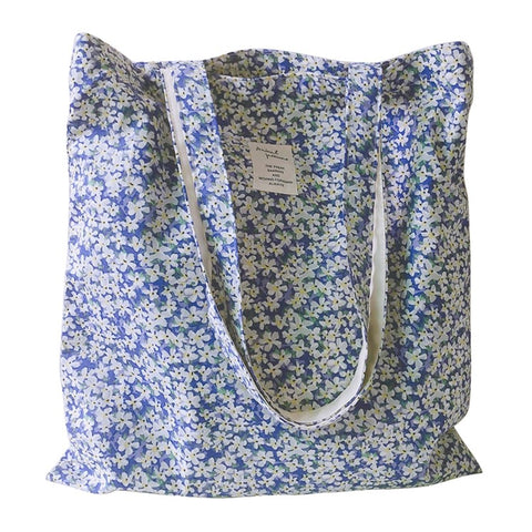 256 Cotton Tote Bag Floral Flower Pattern Wear-resistant Large Capacity Canvas Shoulder Bag for Gym, Work, School