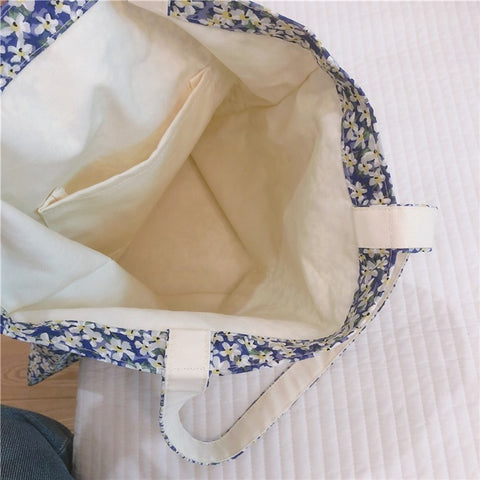 256 Cotton Tote Bag Floral Flower Pattern Wear-resistant Large Capacity Canvas Shoulder Bag for Gym, Work, School