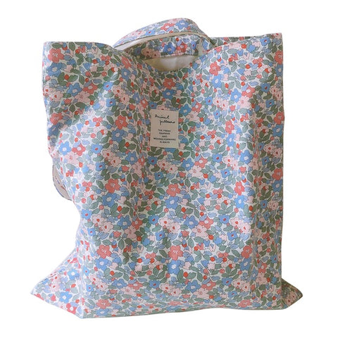 256 Cotton Tote Bag Floral Flower Pattern Wear-resistant Large Capacity Canvas Shoulder Bag for Gym, Work, School