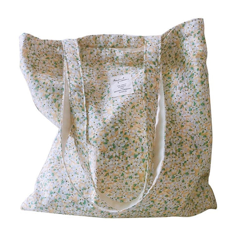 256 Cotton Tote Bag Floral Flower Pattern Wear-resistant Large Capacity Canvas Shoulder Bag for Gym, Work, School