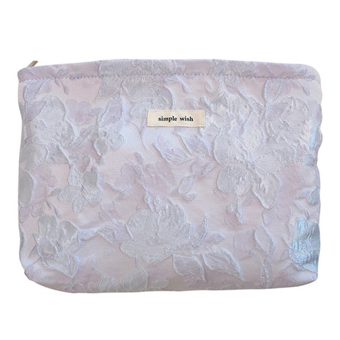189 Lightweight Canvas Makeup Cosmetic Bag Embossing Big Flower Pattern Toiletry Travel Organizer Bag