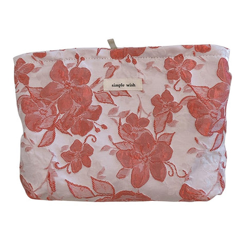 189 Lightweight Canvas Makeup Cosmetic Bag Embossing Big Flower Pattern Toiletry Travel Organizer Bag
