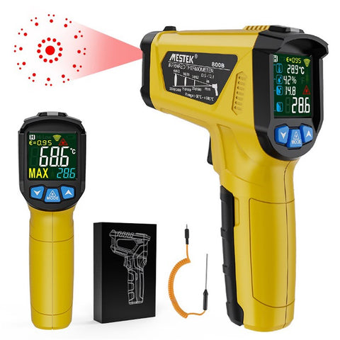 MESTEK 800B Infrared Temperature Measuring Device High-Precision Industrial Thermometer Handheld Thermometer with 12-Point Laser Positioning