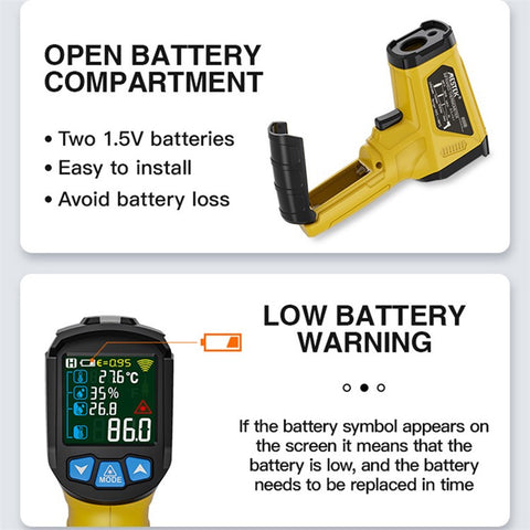 MESTEK 800B Infrared Temperature Measuring Device High-Precision Industrial Thermometer Handheld Thermometer with 12-Point Laser Positioning