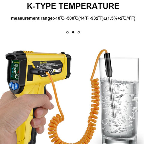 MESTEK 800C Handheld Infrared Temperature Measurer High-Precision Industrial Temp Humidity Meter Portable Thermometer with 12-Point Laser Positioning