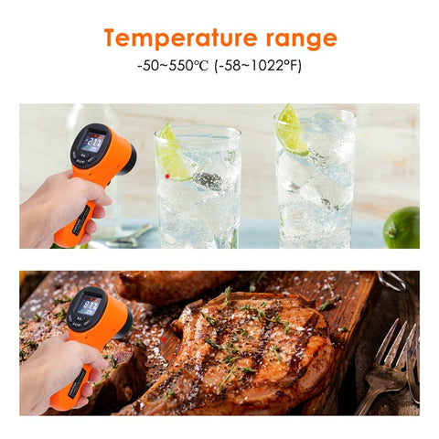 HW550 Digital LCD Infrared Thermometer Non-Contact Laser Industrial Pyrometer Temperature Gun