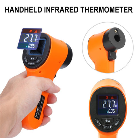 HW550 Digital LCD Infrared Thermometer Non-Contact Laser Industrial Pyrometer Temperature Gun