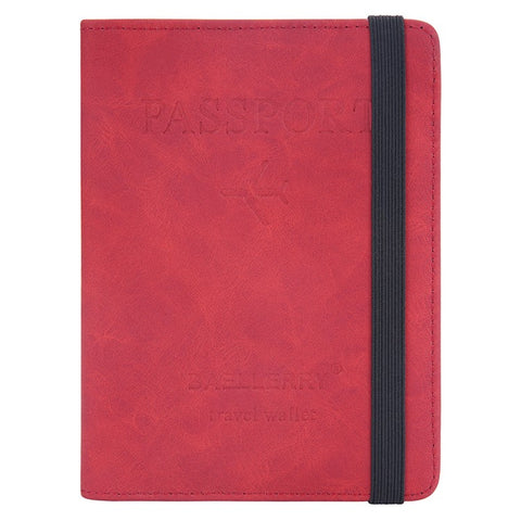BAELLERRY N2379 Elastic Band PU Leather Passport Cover RFID Blocking Cards Passport Holder Travel Wallet