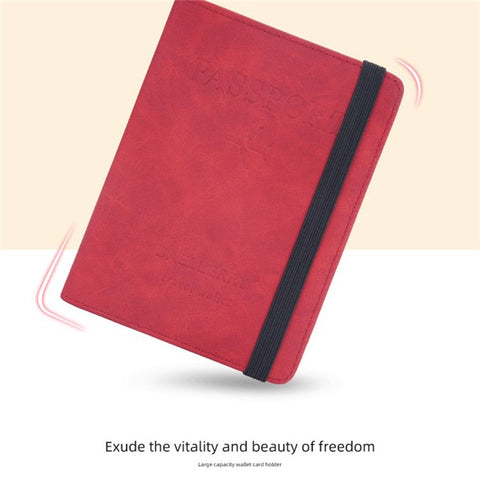 BAELLERRY N2379 Elastic Band PU Leather Passport Cover RFID Blocking Cards Passport Holder Travel Wallet
